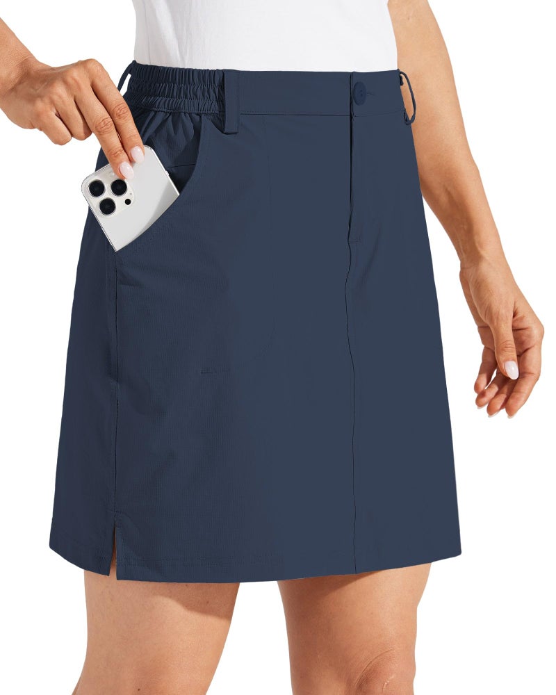 Willit Women's Skorts Golf Casual Skort Skirts UPF 50+ Quick Dry Zip Pockets Outdoor Hiking Navy Blue M - Image 2